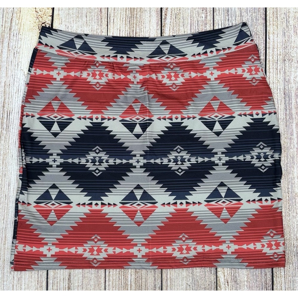 Crazy Train Aztec Pattern Mini Skirt Size 2X Stretch Southwestern Bodycon NWT